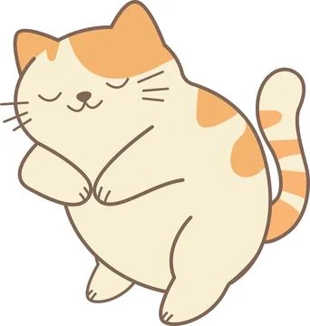 Funny cat character displaying many poses in flat artwork. PNG Stock Illustration