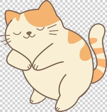 Funny cat character displaying many poses in flat artwork. PNG Stock Illustration