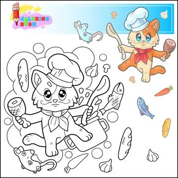 Funny cat chef Stock Illustration