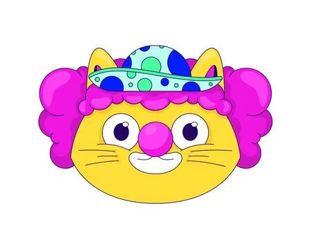 Funny cat clown makeup gaming reaction illustration Stock Illustration