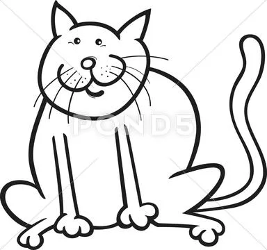 Funny cat coloring page Stock Illustration