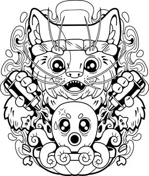 Funny cat cook Stock Illustration