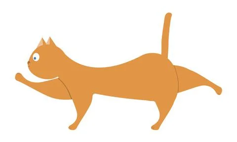 Funny cat does stretching after lying down for a long time. Stock Illustration