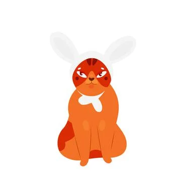 Funny cat in easter rabbit ears Stock Illustration