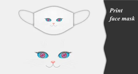 A funny cat face on a face mask that longs to stop the spread of the virus. Stock Illustration