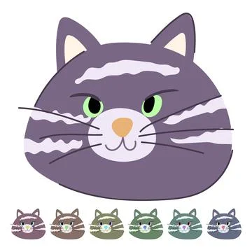 Funny cat face vector cartoon graphic Stock Illustration