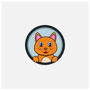 Funny Cat Head Character Design. Perfect For Logo, Label, Template and Icon. Stock Illustration