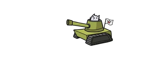 Funny Cat In Panzer ,tank Vehicle Sketch 