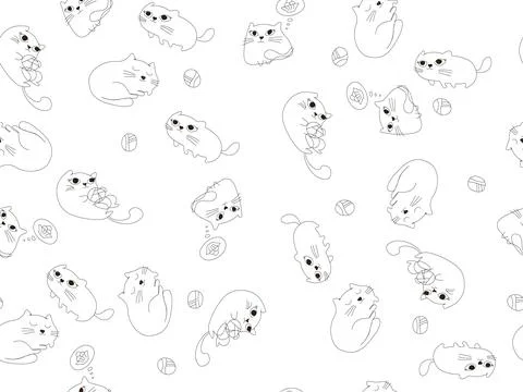 Funny cat pattern on a white background Stock Illustration