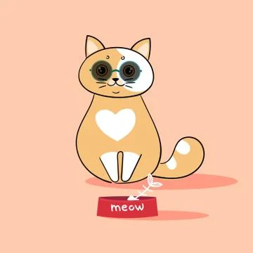 Funny cat in retro sunglasses Stock Illustration