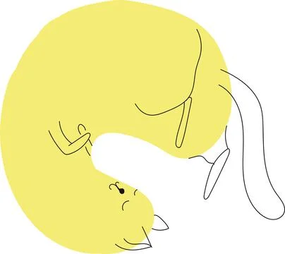 Funny cat. Simple kitten from spot and lines. Cute animal. Stock Illustration