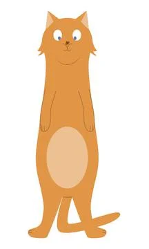 Funny cat stands on two hind legs and watches a fly that has landed on his nose Stock Illustration