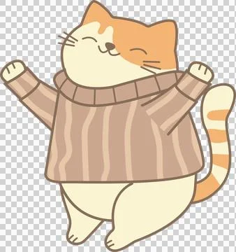 A funny cat stretching high, relaxed playful mood, cute movement, illustrat.. Stock Illustration