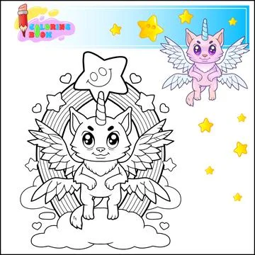 Funny cat unicorn Stock Illustration