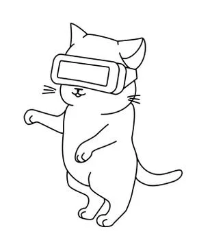 Funny cat with VR helmet Illustrazione stock