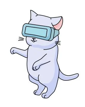 Funny cat with VR helmet Illustrazione stock