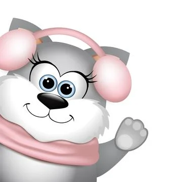 Funny cat on white background. Stock Illustration