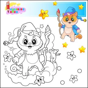 Funny cat wizard Illustrazione stock