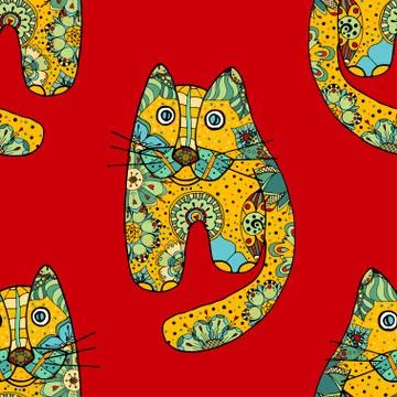 Funny cats background イラスト素材