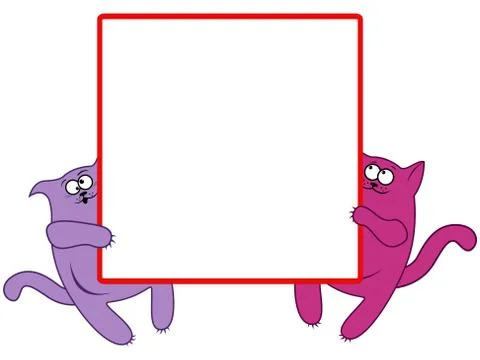 Funny cats with large square banner Illustrazione stock
