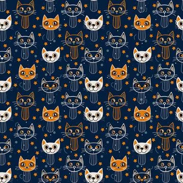Funny cats pattern Stock Illustration
