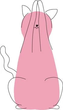 Funny cats pose. Simple kitten. Cute line art animal print. Stock Illustration