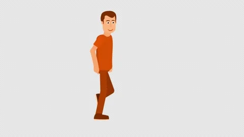 Funny character. Animation of a man walking. Cartoon Stock Footage 219526436
