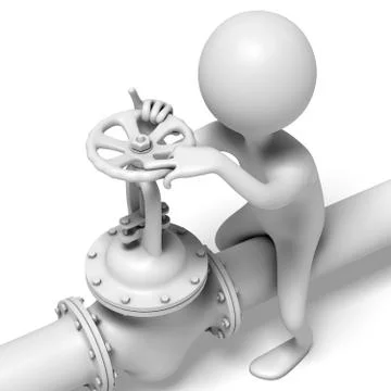 Funny Character opens the valve Ilustración de archivo