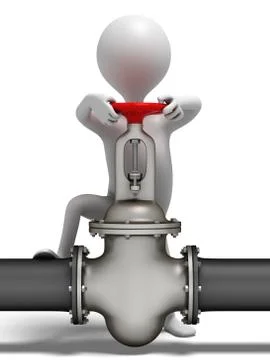 Funny Character opens the valve Stock Illustration