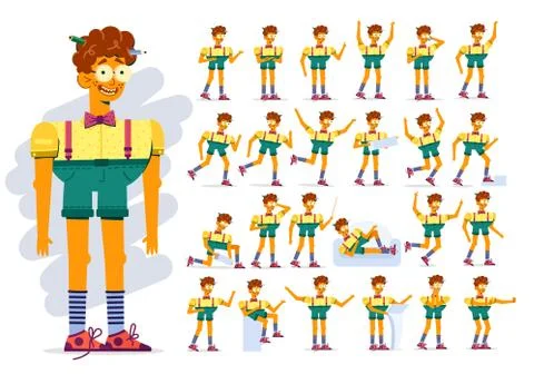 Funny character smart guy in glasses, set Stock Illustration