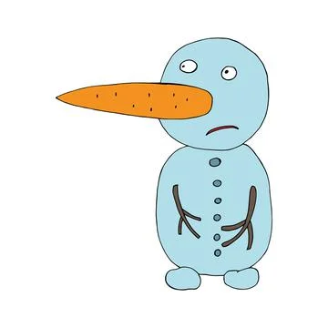 Funny character snowman Isolated. Stock Illustration