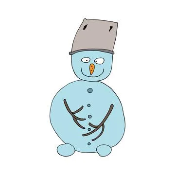Funny character snowman Isolated. Stock Illustration