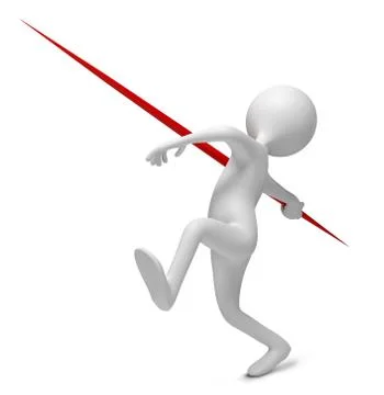 Funny character throws a spear at athletic competition. 3d illustration Stock Illustration