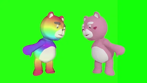 Funny character toy bear dancing , animation, green background 스톡 동영상 159576329
