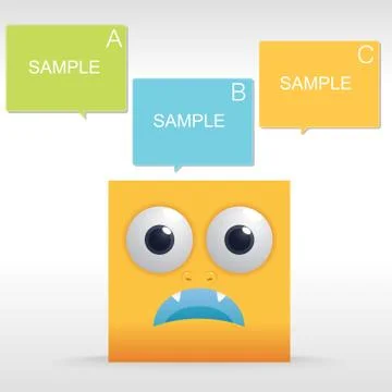 Funny character of yellow box. Vector illustration. Illustrazione stock