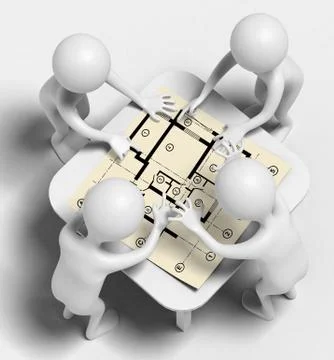 Funny characters talk over draft Ilustración de archivo