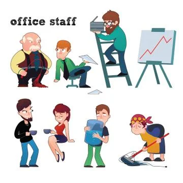 Funny characters of typical office staff set Illustrazione stock