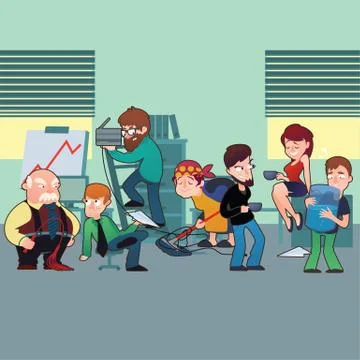 Funny characters of typical office staff set Illustrazione stock
