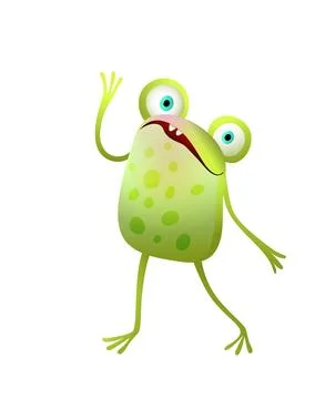 Funny Cheering Cute Frog Waving Hello Stock Illustration