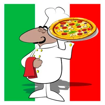 Funny chef cook pizza Illustrazione stock