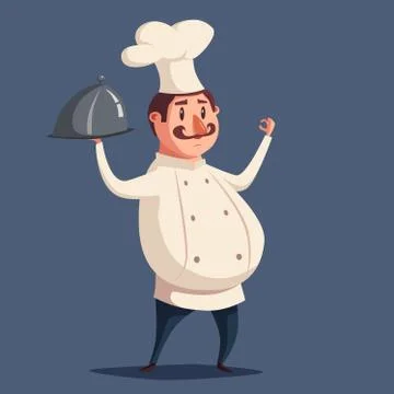 Funny chef, cute character. Vector cartoon illustration Stock Illustration