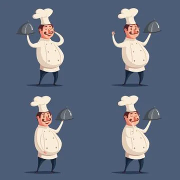 Funny chef, cute character. Vector cartoon illustration Stock Illustration