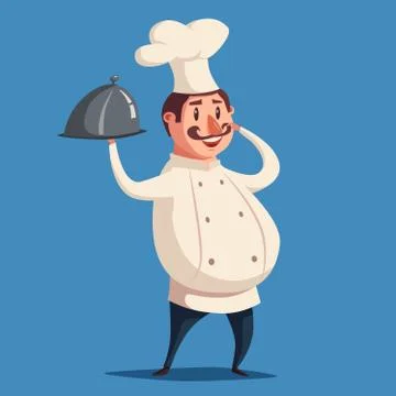 Funny chef, cute character. Vector cartoon illustration Stock Illustration