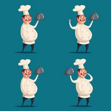 Funny chef, cute character. Vector cartoon illustration Stock Illustration