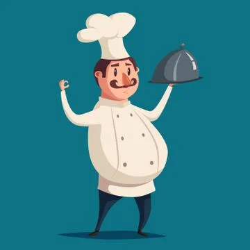 Funny chef, cute character. Vector cartoon illustration 스톡 일러스트