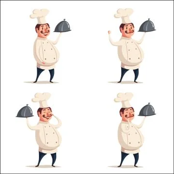 Funny chef, cute character. Vector cartoon illustration Stock Illustration