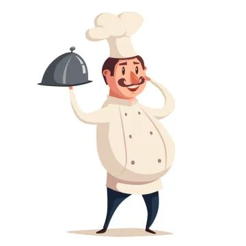Funny chef, cute character. Vector cartoon illustration Stock Illustration