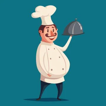 Funny chef, cute character. Vector cartoon illustration Stock Illustration