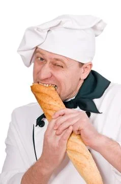 Funny chef with loaf Stock Photos