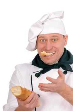 Funny chef with loaf Stock Photos